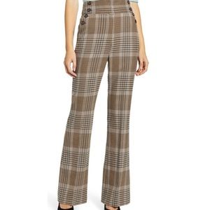 High-Waisted Plaid Sailor Pants